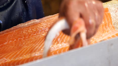 preparación de salmón fresco