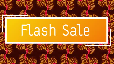 animation of flash sale text in white letters in orange frame over rotating vintage shapes