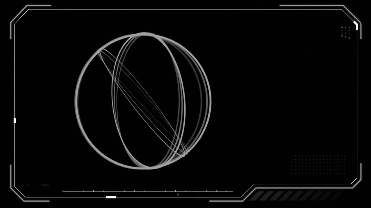 Rotating hoops on a digital screen foreground