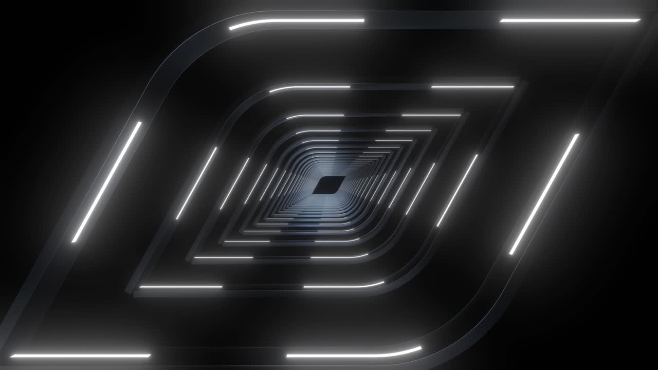 Abstract Futuristic Tunnel with Glowing Neon Lines