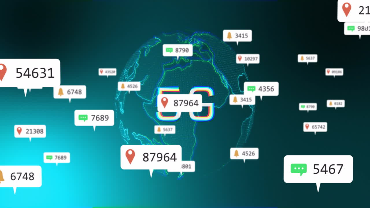 Digital map with location pins and data points over glowing earth animation