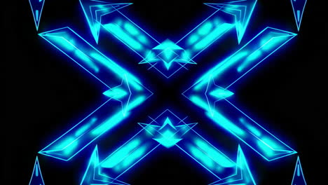neon blue arrow kaleidoscope pattern