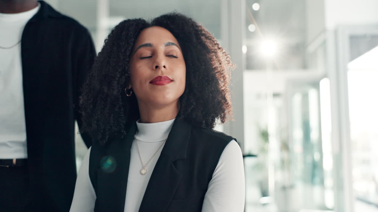 Contemplative Businesswoman in Modern Office