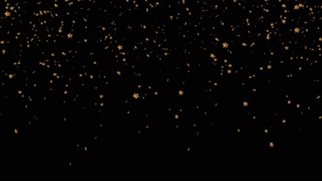 golden star confetti falling down over black background