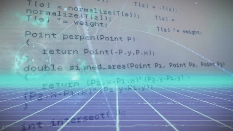 Animation-of-computer-data-processing-over-grid-background