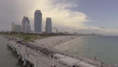 Aerial-Over-Miami-Florida-With-Beaches-And-Skyscrapers