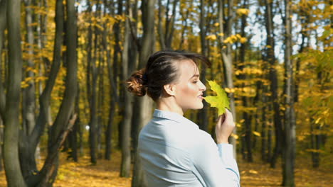 elegant woman walking in a park. beautiful elegant woman walking in a park in autumn , fall concept