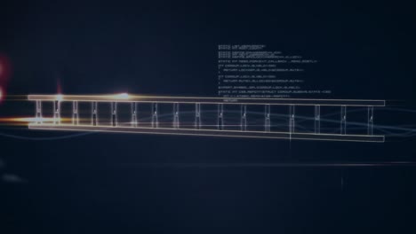 animación del procesamiento de datos sobre un fondo negro con luces y dna
