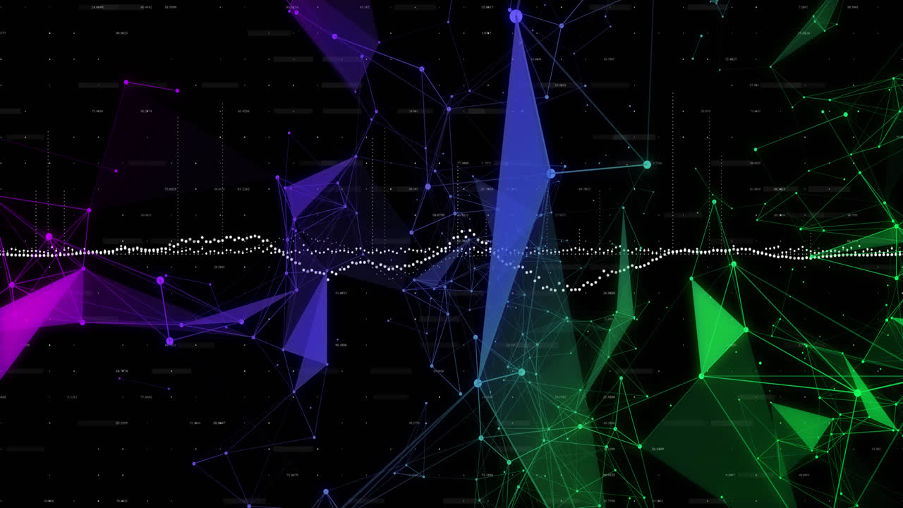 animación del procesamiento de datos a través de una red de conexiones fondo negro