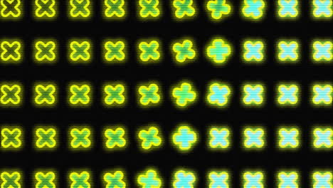 animación de cruz brillante amarillo y verde