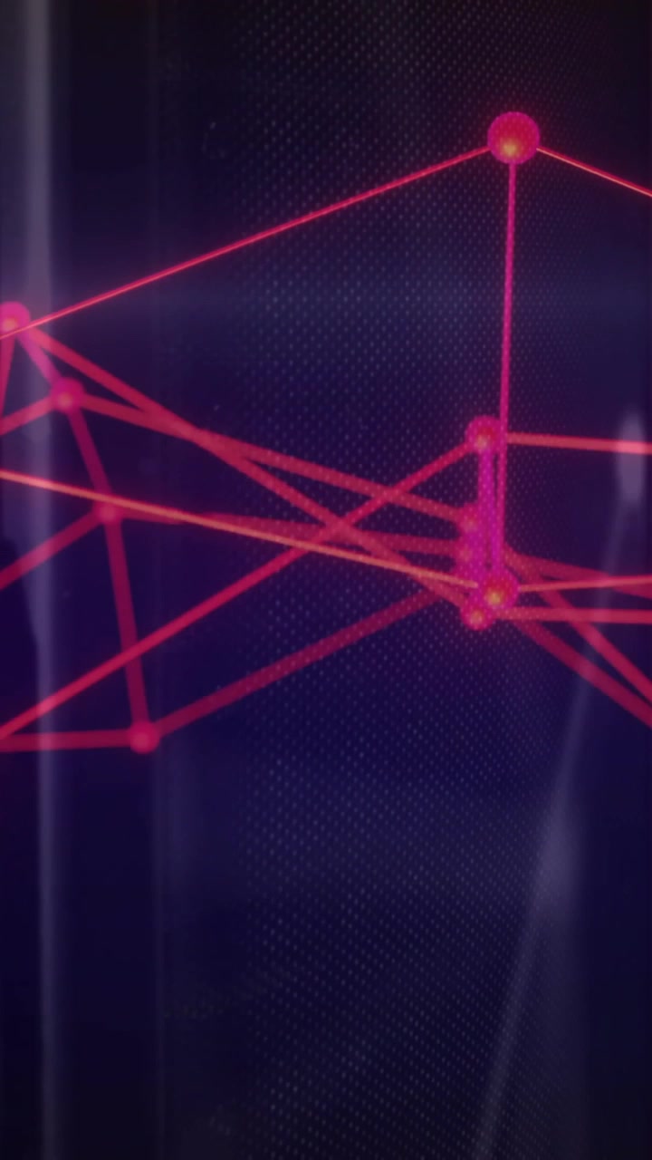 Forming abstract pattern, red geometric network lines over dark background