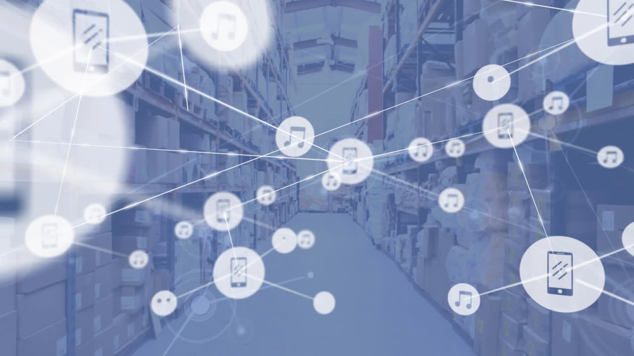 창고에 대한 디지털 아이콘 네트워크의 애니메이션