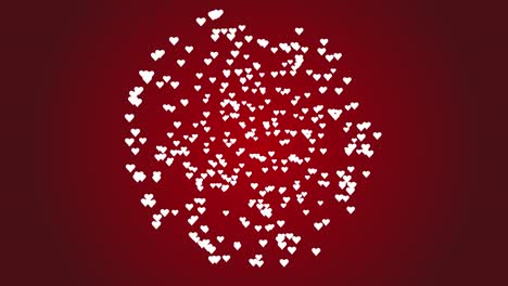 valentine's day background, spiraling white hearts on red background