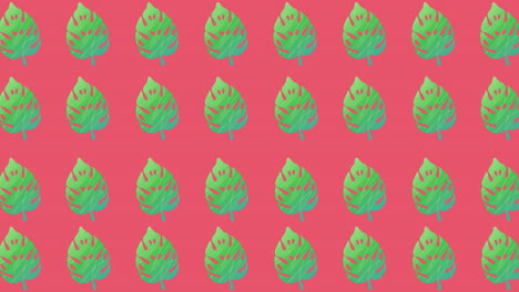 animación de múltiples hojas verdes sobre un fondo rosado