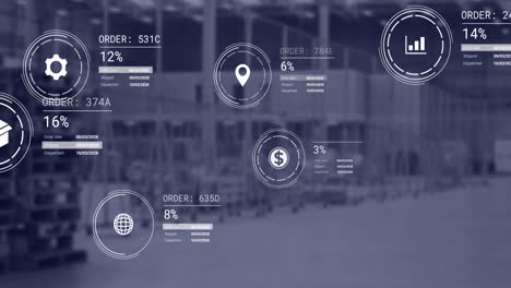 animación de iconos con procesamiento de datos sobre el almacén