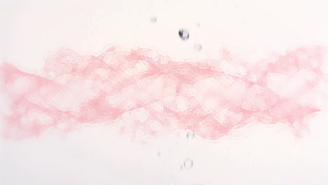 animation of dna strand and water drops over white background