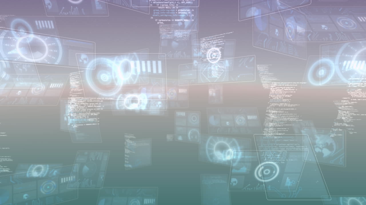 다중 둥근 스캐너의 애니메이션 및 그래디언트 배경에 대한 데이터 처리