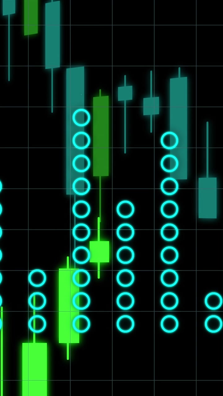 Animação de Processamento de Dados Financeiros sobre Fundo Escuro