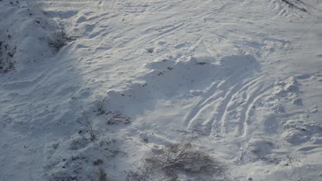 Nieve-Derretida-De-Fondo,-Visible-Para-La-Tierra-Y-La-Hierba