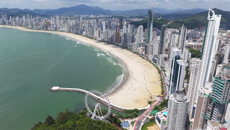 cityscape view of balneário camboriú from barra norte, showcasing modern buildings in 4k.