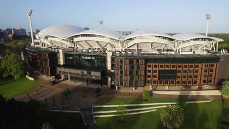 adelaide oval: aerial view of stadium and hotel