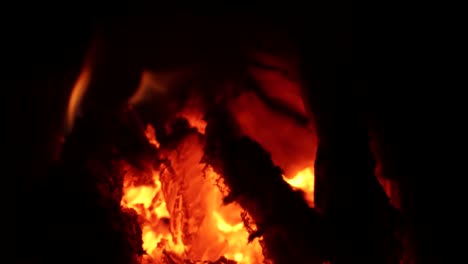 a steady slow motion shot of forest fires burning with hot coals and embers to continue to spread