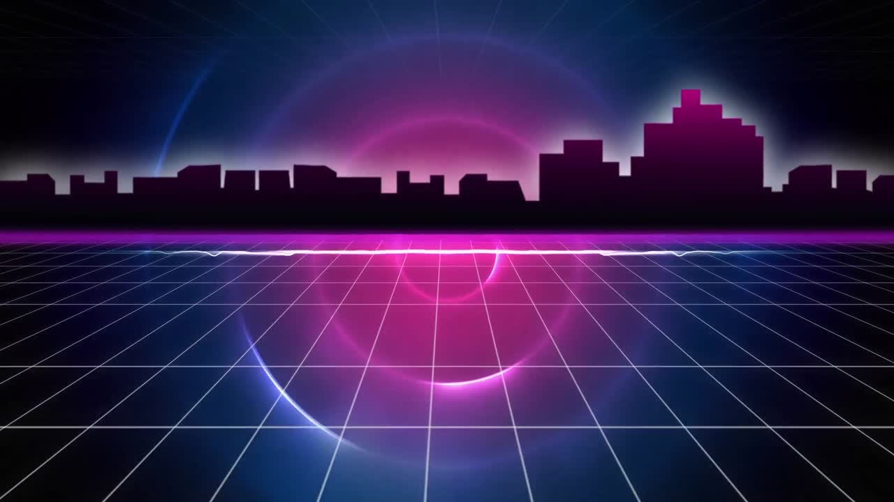 Outline of modern cityscape and grid