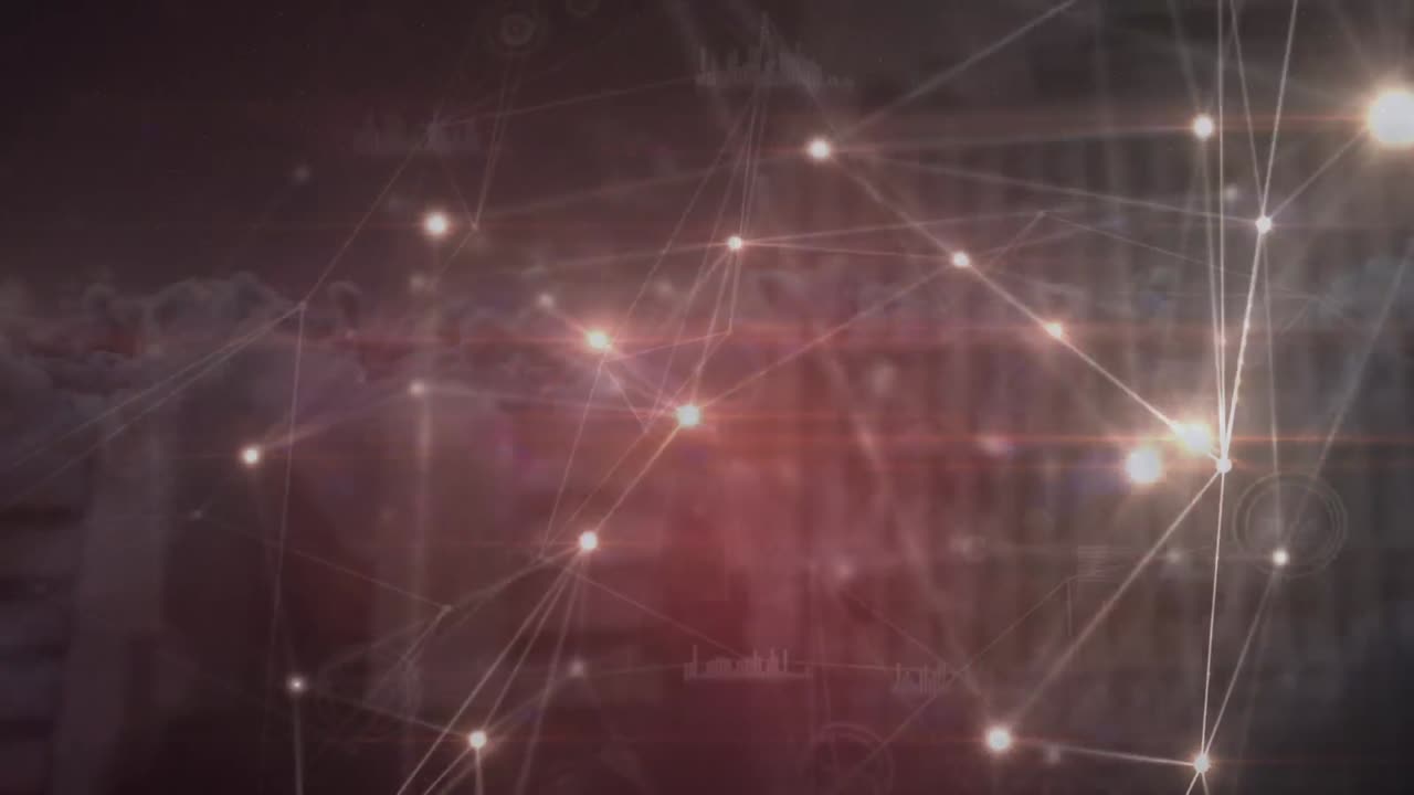 Animation of network of connections over dark background