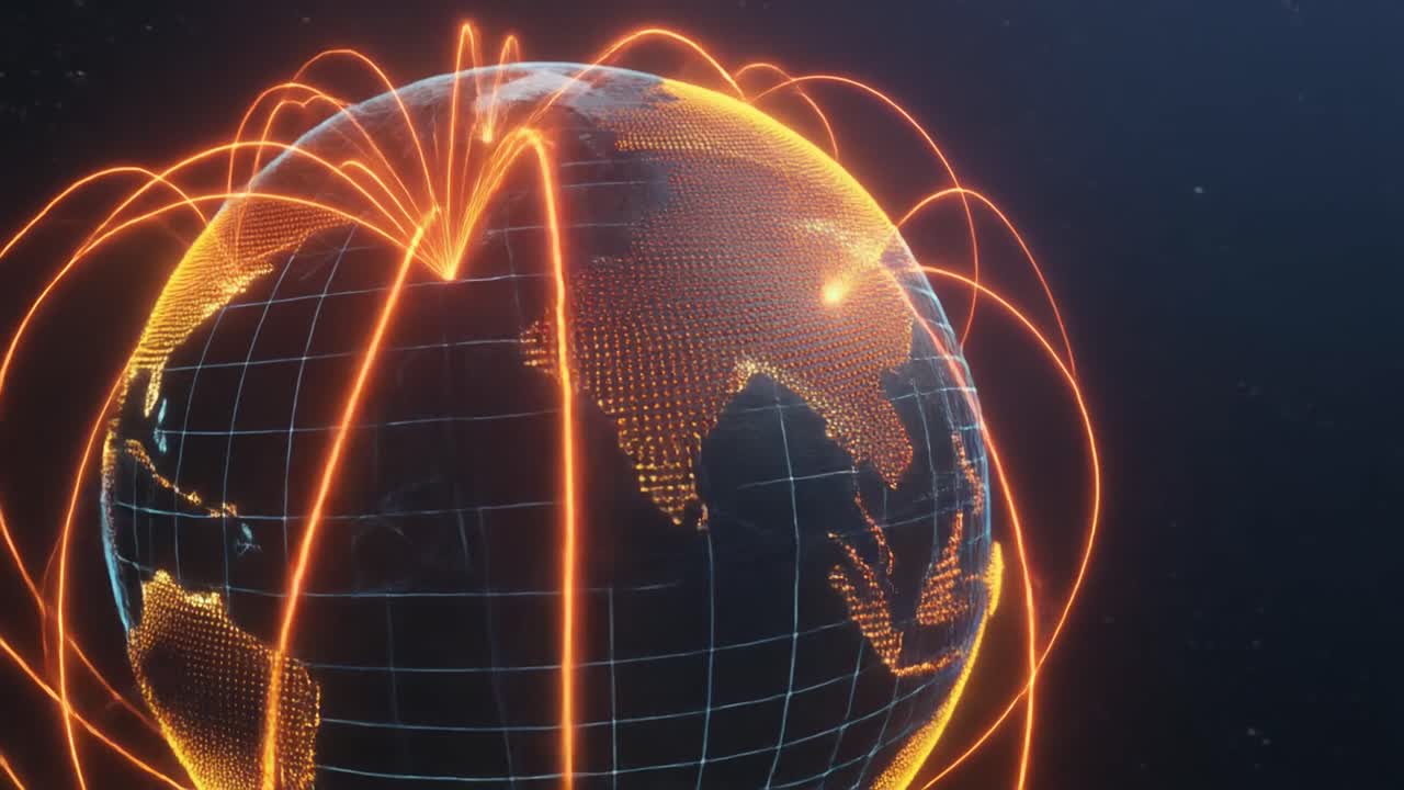 Globo terrestre digitale con connessioni di rete globali luminose
