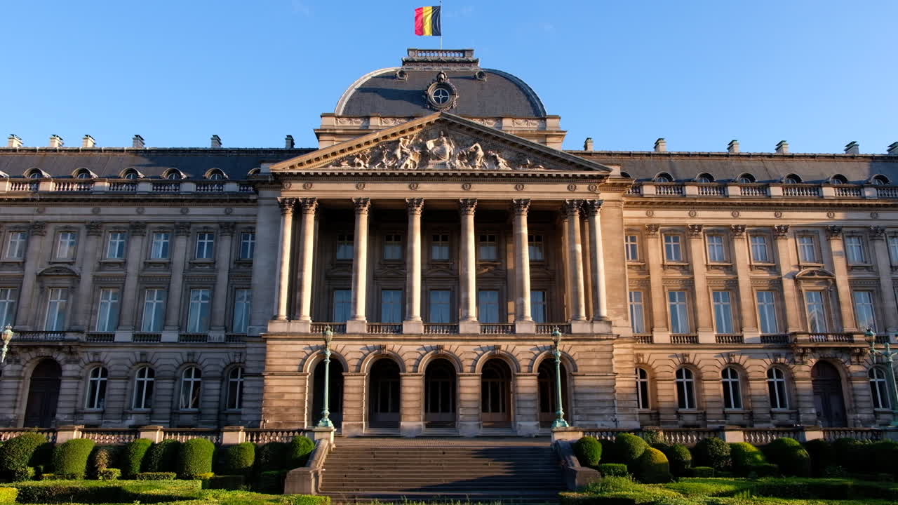 Brussels, Belgium - December 2, 2022: Front view of the Royal Palace of Brussels in the city centre