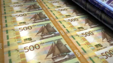 billetes de dinero de la corona noruega que imprimen en bucle sin costuras