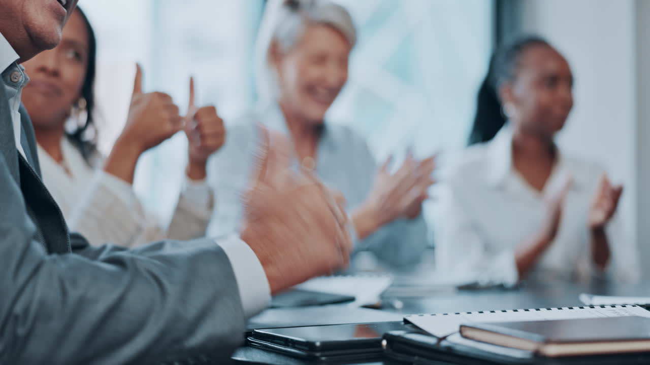 Hands clapping, meeting and business people