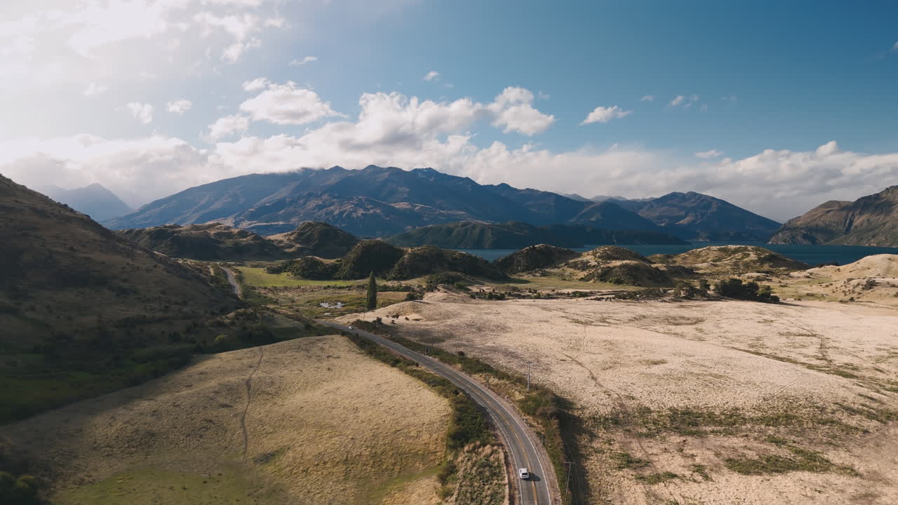 New Zealand Scenic Drive Through Mountains and Lake
