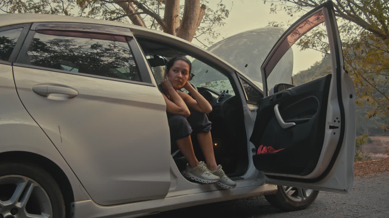 Woman with a Broken Down Car