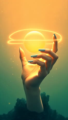 mystical hand holding a radiant orb