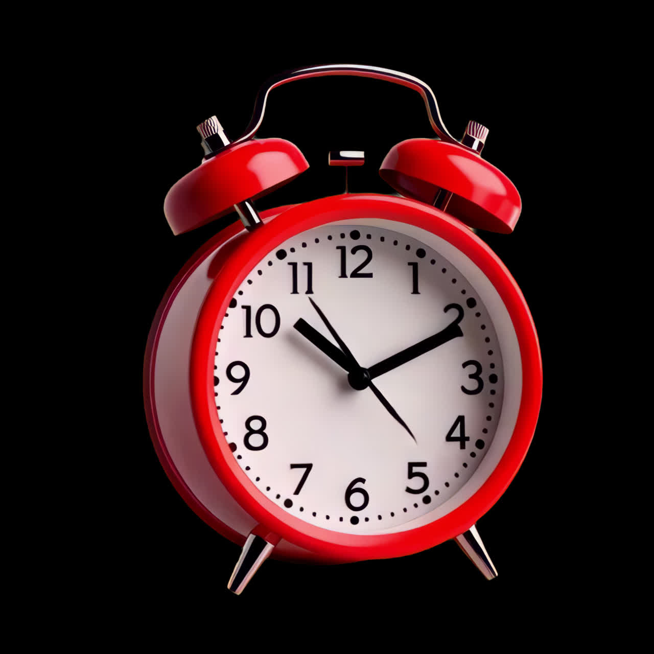 Vintage red alarm clock image animation isolated asset, transparent 4K video, alpha channel, ProRes