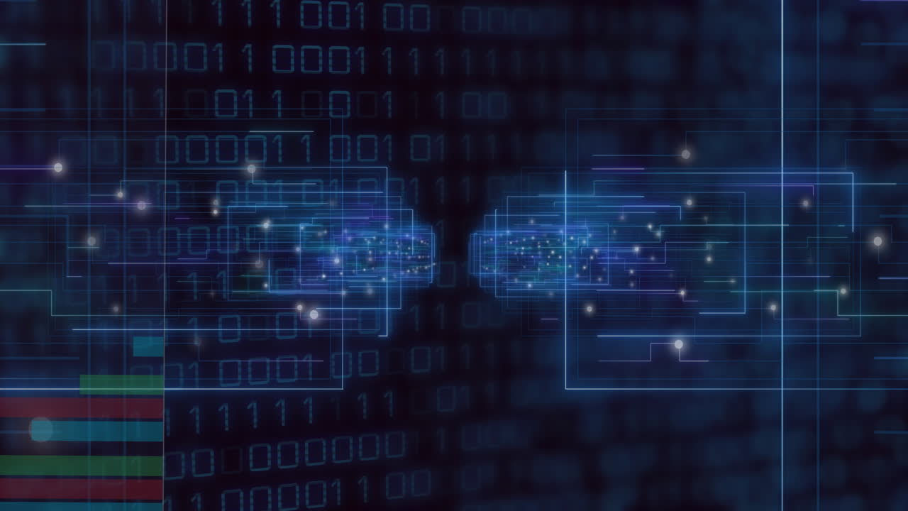 Animation of data processing over diagrams and light frames