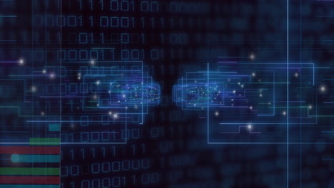 animation of data processing over diagrams and light frames