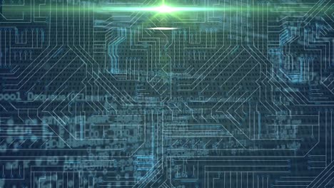 Animation-of-data-processing-over-glowing-computer-circuit-board