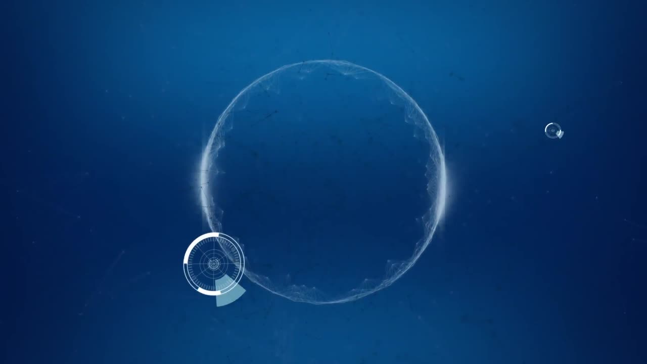 연결 네트워크의 애니메이션과 파란색 배경에 5g 텍스트로 스캐닝 범위