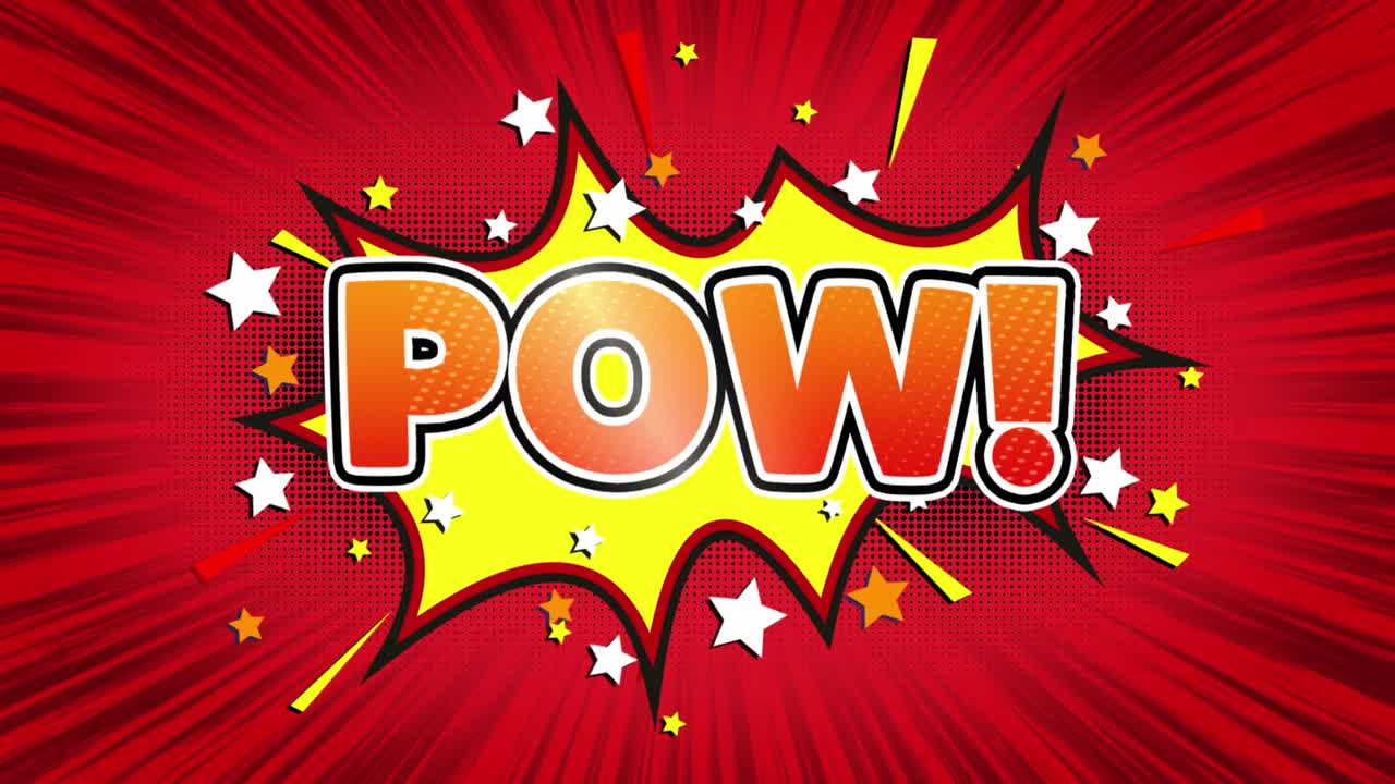 Pow text pop art style expression retro comic bubble expression cartoon illustration isolated flat