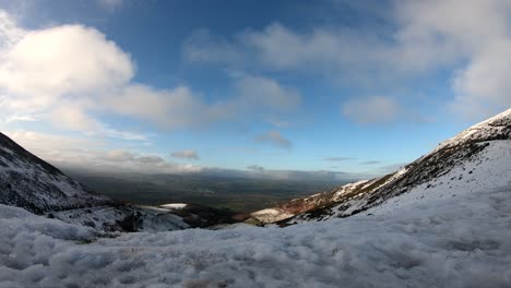 moel famau welsh snowy mountain valley timelapse cold agricultural rural winter weather scene