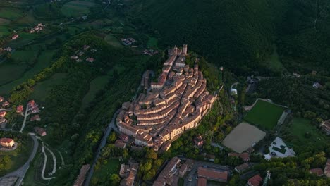 aerial view of nocera umbra, medieval town in perugia, italy