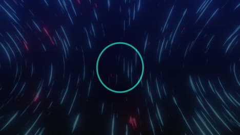 animation of blue dots and circles over blue light trails background