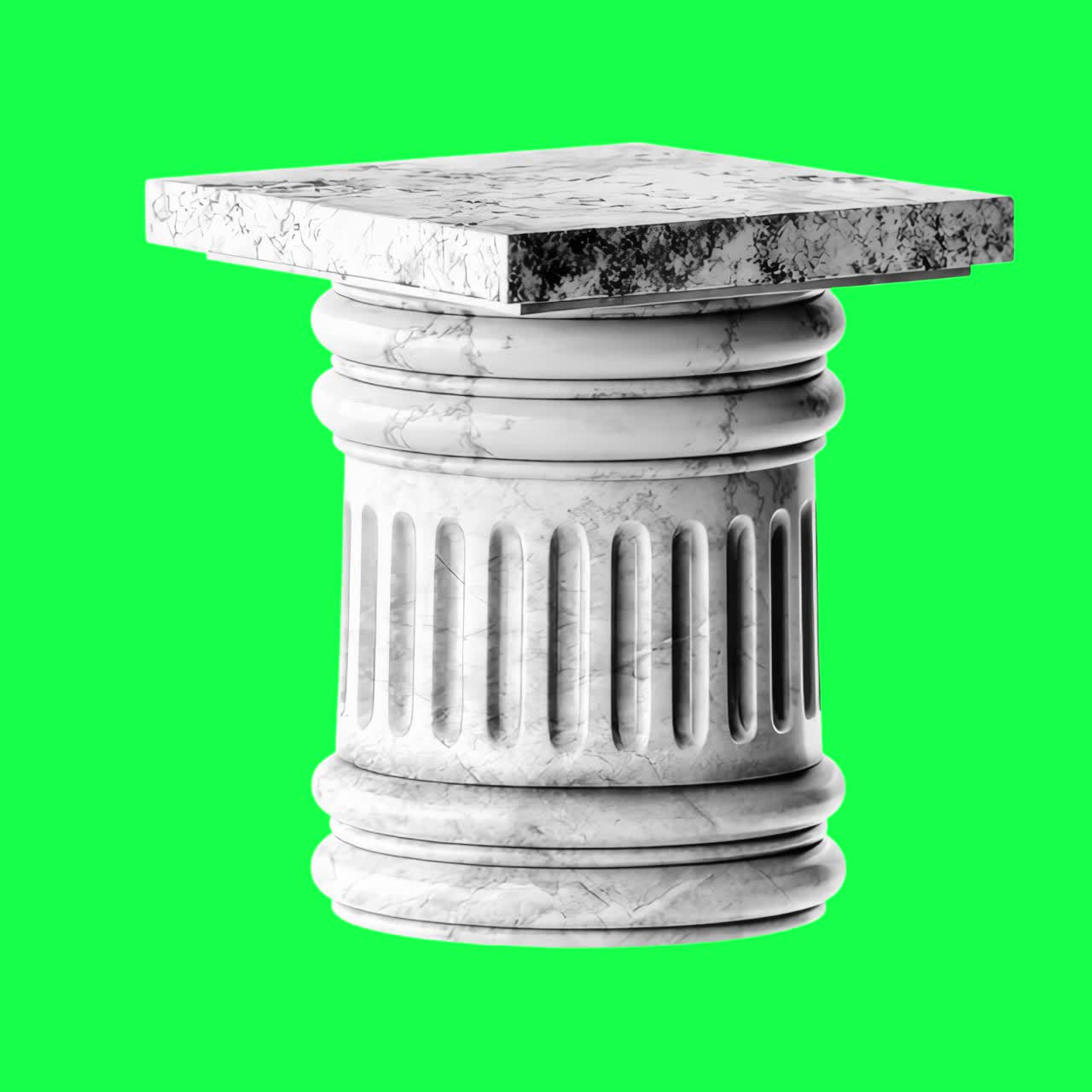 Marble pillar stand animation, transparent 4K video, green screen