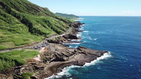 hawaii aerial drone view coming closer to koko crater and kahauloa cover in honolulu