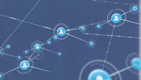 Network-of-connected-user-icons-and-data-points-animation-over-blue-background