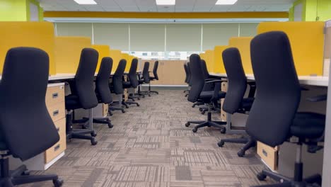 empty chairs in an office due to lockdown during coronavirus pandemic