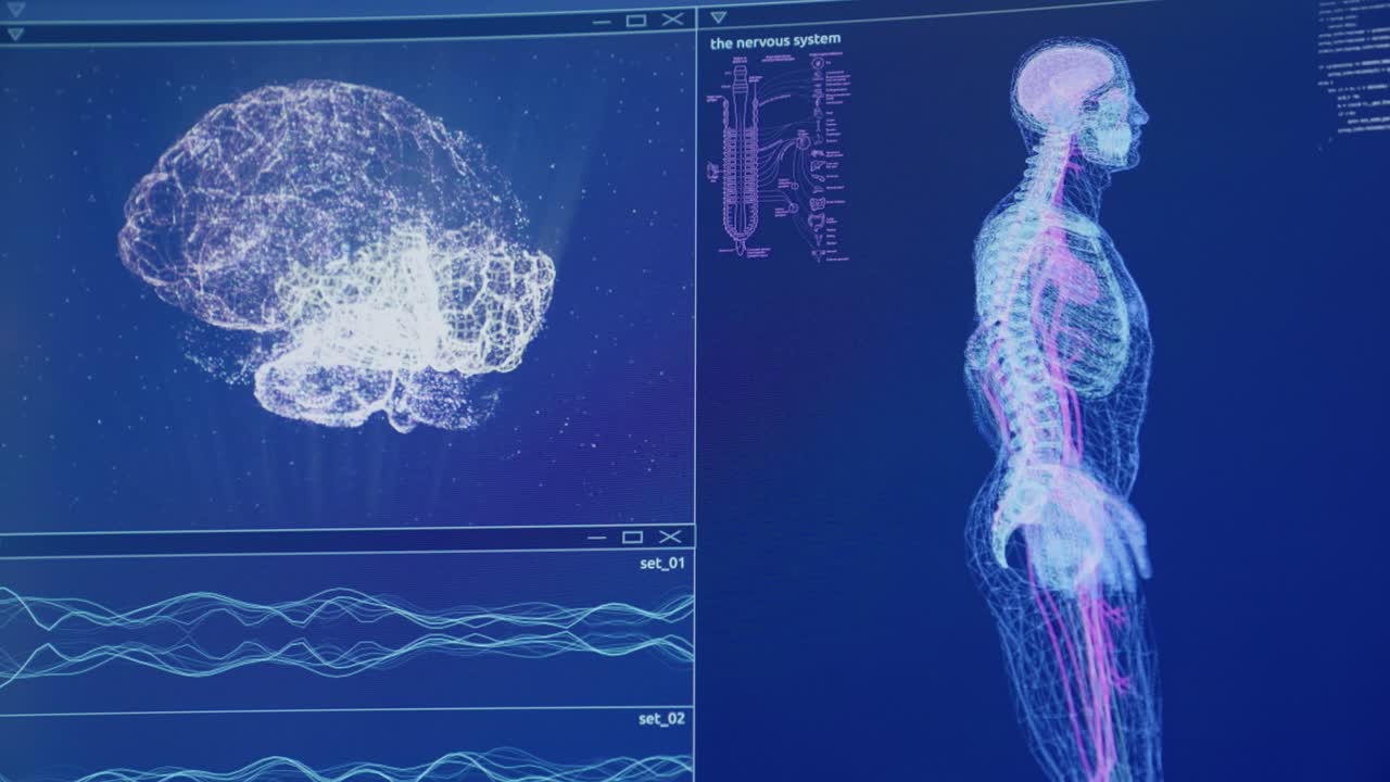 Modelli di Coronavirus e DNA sullo schermo del computer. Studio del danno al DNA.