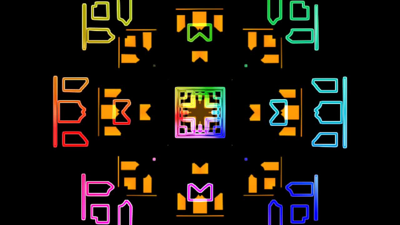 kaleidoscopio de fondo de movimiento con luces de neón de colores.